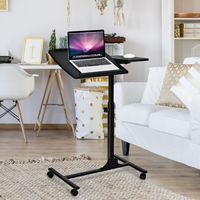 Laptoptafel in Hoogte Verstelbaar Bedtafel met Wielen 64 x 45 x 71-93 cm Zwart