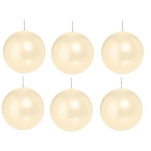 Trend Candles Bolkaars glad - 6x - creme wit - 8 cm - 25 branduren - ronde kaarsen