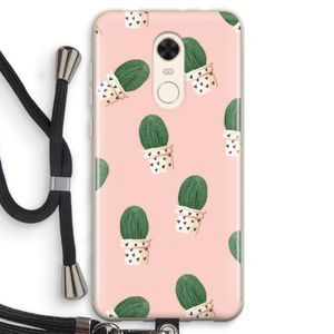 Cactusprint roze: Xiaomi Redmi 5 Transparant Hoesje met koord