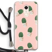 Cactusprint roze: Xiaomi Redmi 5 Transparant Hoesje met koord