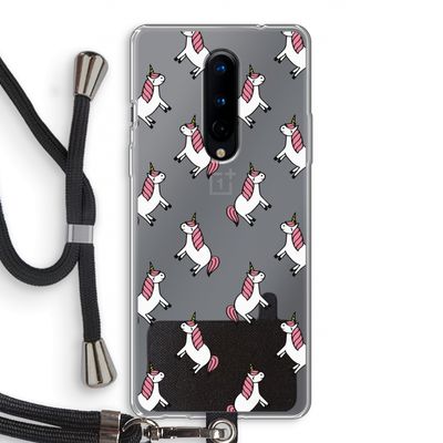 Eenhoorns overal: OnePlus 8 Transparant Hoesje met koord