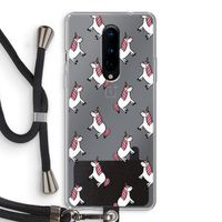 Eenhoorns overal: OnePlus 8 Transparant Hoesje met koord