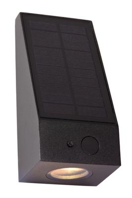 Lucide IRWIN - Wandlamp - Zonne-energie - LED Dimb. - 1x2W 3000K - IP54 - Beweging & dag/nacht sensor - Zwart