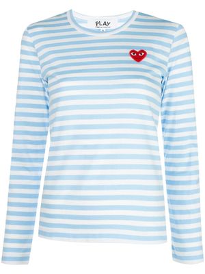 Comme Des Garçons Play top rayé à manches longues - Bleu