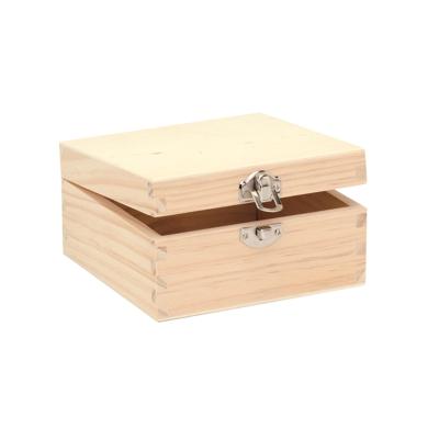 Glorex hobby kistje met sluiting en deksel - hout - 13 x 13 x 7 cm - Sieraden/spulletjes/sleutels
