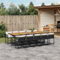 11-delige Tuinset met kussens poly rattan zwart 11-delige Tuinset met kussens poly rattan zwart