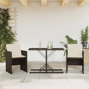 3-delige Bistroset met kussens poly rattan bruin