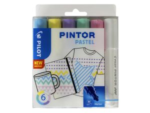 Pilot Pintor Lichtblauw, Lichtgroen, Lichtroze, Violet, Wit, Geel 6 stuk(s)