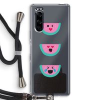Smiley watermeloen: Sony Xperia 5 Transparant Hoesje met koord