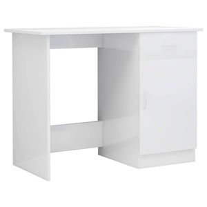 The Living Store Bureau Bureau Modern Hoogglans Wit 100x50x76 cm - Met lade en deur