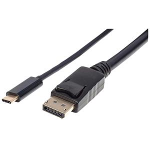 Manhattan USB 2.0 Adapter [1x USB-C stekker - 1x DisplayPort stekker] USB-C auf DisplayPort-Kabel Stecker/Stecker 4K@60Hz-Ausgangssignal 2 m schwarz 2.00 m