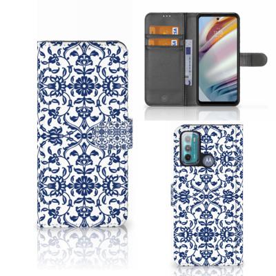 Motorola Moto G60 Hoesje Flower Blue | Portemonnee hoesje