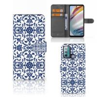 Motorola Moto G60 Hoesje Flower Blue | Portemonnee hoesje