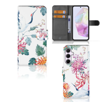 Samsung Galaxy A35 Telefoonhoesje met Pasjes Bird Flowers