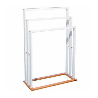 Handdoeken ophangrek badkamer - wit bamboe hout - 55 x 24 x 82 cm