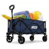 Luvego Bolderkar Opvouwbaar - Tot 100KG Draagvermogen - 135L - 90x50x50 CM - 360º Wielen - Bolderwagen / Bolderkarren / Strandkar / Trekkar / Plooibare Bolderkar - Voor Strand - Donkerblauw