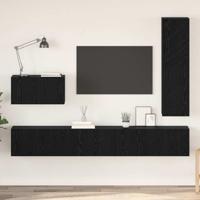 Tv-meubelset 4 pcs Zwart eiken 200 x 30 x 30 cm Bewerkt hout