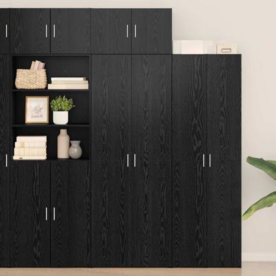 Opbergkast Zwart eiken 70 x 42.5 x 225 cm Bewerkt hout