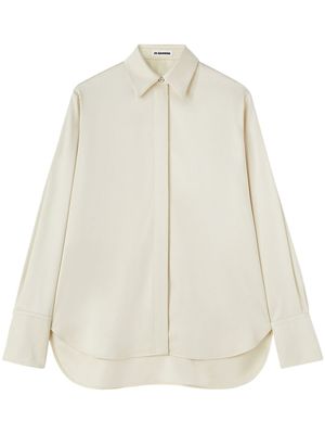 Jil Sander chemise en satin à col pointu - Blanc