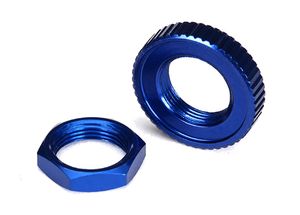 Servo saver nuts, aluminum, blue-anodized (hex (1), serrated (1))