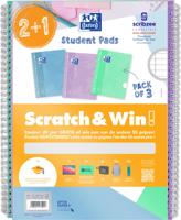 Oxford School collegeblok, ft A4+, gelijnd, 23-gaats, 80 vel, pastel assorti, 2+1 gratis, Scratch & Win