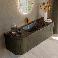 Badmeubel Mondiaz Kurve-Dlux | 140 cm cm | Meubelkleur Shadow | Wastafelkleur Lava | Solid surface | Wasbak midden spoelbak | 1 kraangat