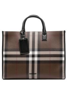 Burberry sac cabas à carreaux - Marron