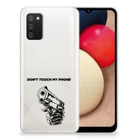 Samsung Galaxy A02s Silicone-hoesje Gun Don't Touch My Phone - thumbnail