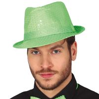 Guirca Glitter verkleed hoedje - groen - verkleed accessoires - volwassenen/heren - met pailletten   -