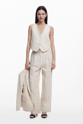 Bedrukte plooibroek - WHITE - XL