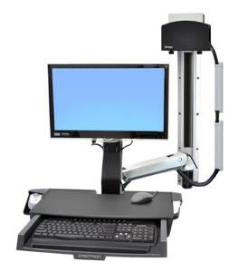 Ergotron StyleView Sit-Stand Combo Monitor-wandbeugel 1-voudig 25,4 cm (10) - 61,0 cm (24) Aluminium (gepolijst) In hoogte verstelbaar, Toetsenbordhouder,