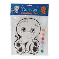Wins Holland Canvas schilderen - octopus - incl penseel en 6 kleuren verf