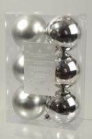 6 kerstballen zilver 80 mm - Ksd