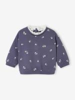 Babysweater met kraag van Engels borduurwerk marineblauw