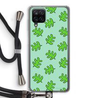 Groene blaadjes: Samsung Galaxy A12 Transparant Hoesje met koord