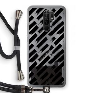 Zwarte vegen: Xiaomi Redmi 9 Transparant Hoesje met koord