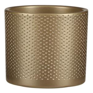 Mica Decorations Bloempot - goud - relief - keramiek - 13 x 12 cm - plantenpotten binnen