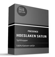 Splittopper Hoeslaken - Satijn - Antraciet - 160x200 cm - Antraciet - Presence - Dekbed-Discounter.nl