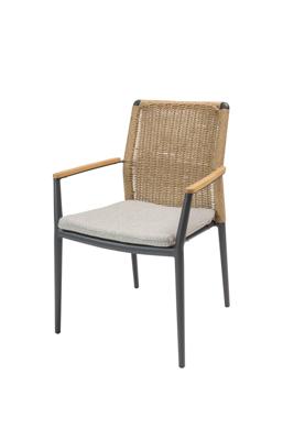 Qopps Yvori stapelbare tuinstoel naturel vlechtwerk teak armleggers