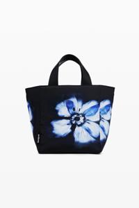 Bloemen shopper tas - BLACK - U