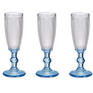 Luxe Monaco serie Champagneglazen set 6x stuks op blauwe voet 180 ml