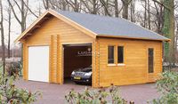 Lugarde Garage G7 650x500 cm - 44 mm- Zadeldak- Onbehandeld vurenhout- Lugarde