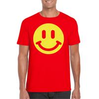 Verkleed T-shirt voor heren - Smile Emoticon - rood - carnaval/foute party - feestkleding - thumbnail