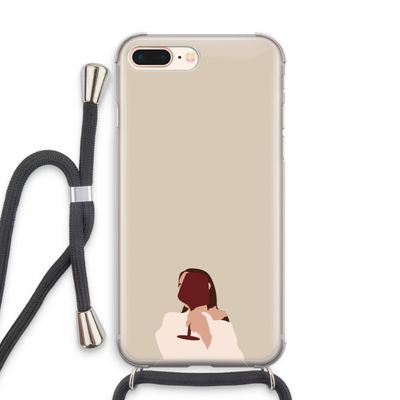 I drink wine: iPhone 8 Plus Transparant Hoesje met koord