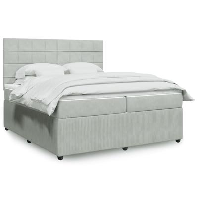Boxspring met matras fluweel lichtgrijs 200x200 cm