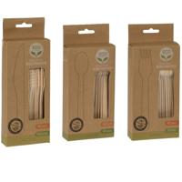 BBQ/verjaardag/camping bestek set - mes/vork/lepel - 40 personen - hout - 16cm - eco friendly - thumbnail