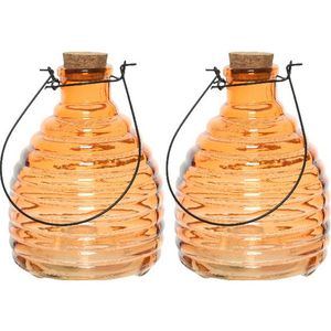 2x Wespenvangers/wespenvallen oranje 17 cm van glas