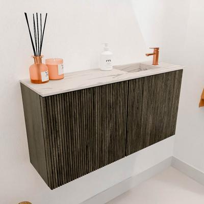 Toiletmeubel Mondiaz Joya Dlux | 80 cm | Meubelkleur Shadow | Faye wastafel Nata Wasbak Rechts | 1 kraangat