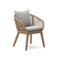 Kave Home Tuinstoel 'Portalo' Acaciahout en gevlochten touw, kleur Beige