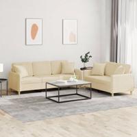 2-delige Loungeset met kussens stof crèmekleurig